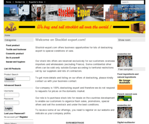 stocklot-export.com: Destocking offers for exportation - Home
Stocklot-export.com offers business opportunities for lots of destocking export to special conditions of sale., Stocklot-export.com offers business opportunities for lots of destocking export to special conditions of sale