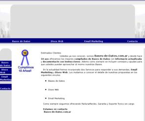 nicolasdatos.com.ar: Bases-de-Datos - Diseo Web - Email Marketing - Bases de Datos de Argentina
Bases-de-Datos - Diseo Web - Email Marketing - Bases de Datos - Guia Telefonica - Emails y Empresas
