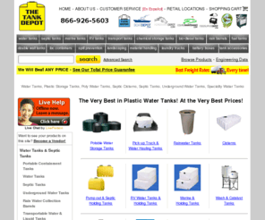 chlorinedepot.com: water tanks, plastic tanks, septic tanks
Tank Depot offers a wide range of Water Tanks, Chemical Tanks, Water storage tanks, Plastic storage tanks,  and poly tanks at or below wholesale prices.