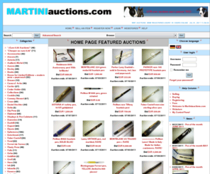 martiniauctions.com: MARTINIauctions
www.MARTINIauctions.com your source for fine writing instruments. Over 3500 pen auctions online! Lots of categories: Audiard, Michel  
Aurora 
Bexley  
Books (Literatur)  
Brause  
Caran d` Ache  
Chilton  
Conklin  
Conway Stewart  
Cross  
Delta  
Dunhill  
Ephemera (Werbemittel)  
Esterbrook
Faber Castell  
Fend  
Geha 
Goldfink  
Greif  
Ink Bottles  
Inkwells  
Kaweco  
Lamy  
Le Boeuf  
Leather goods  
Luxor  
Marlen 
Martini  
Matador  
Mentmore
Misc. American Pens  
Misc. English Pens 
Misc. French Pens  
Misc. German Pens 
Misc. Italian Pens 
Misc. Japanese Pens  
Montblanc 
Montegrappa 
Moore 
Namiki 
Omas 
Onoto 
Osmia 
Parker  
Pelikan 
Pencils 
Penol 
Pilot 
Platignum 
Rotring 
Sailor 
Sheaffer  
Soennecken 
Spare Parts (Ersatzteile) 
Summit 
Stipula 
Swan 
Tibaldi 
Tombow 
Unknown brands  
Visconti 
Wahl Eversharp 
Waterman 
Wearever 
Yard-o-led 
Floaty

