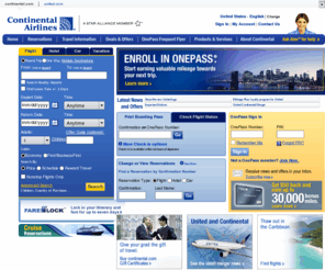 continenntal.com: Continental Airlines - Airline Tickets, Vacations Packages, Travel Deals, and Company Information on continental.com
Continental Airline Ticket Reservation, Find all current Continental flight information online, check flight status or book an online airline ticket reservation.