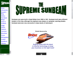 sunbeam.org.au: The Supreme Sunbeam
The Supreme Sunbeam is dedicated to Sunbeam cars of all ages.