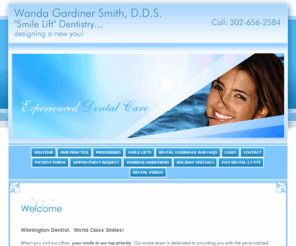 drwandasmith.com: Wilmington dentist, Dr. Wanda Smith, Wilmington, DE
Dr. Wanda Smith is a professional dedicated to Excellence in General, Family, & Cosmetic Dentistry such as Dental Makeovers, Porcelain Veneers, Teeth Whitening, Crowns/Caps & many other dental procedures.  Please come and visit Wilmington dentist, Dr. Wanda Smith.