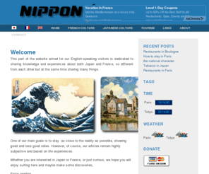 nippon.fr: Le vrai Japon. フランス発見 | Nippon.fr
Tout ce que vous voulez savoir sur le Japon, loin des clichés, par un couple franco-japonais 日仏カップルによるフランスの情報