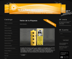 terapiasmagicas.es: Tienda Esoterica Online Terapias magicas. Magia Blanca
La mayor tienda online del sector. Todo para sus prácticas: velas, radiestesia, videncia, inciensos, velones, velones preparados, Baños...