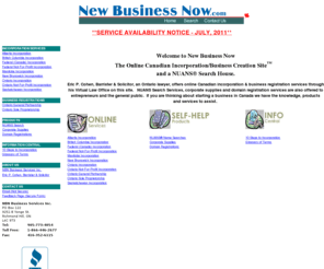 corporationscanada.net: Canadian Incorporation Online!
Canadian Incorporation Services Provided by New Business Now.com