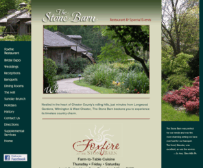 thestonebarn.com: The Stone Barn - Kennett Square Pennsylvania
Enjoy Sunday Brunch from 10am-3pm. Nestled in the heart of Chester County's rolling hills in the Brandywine Valley, The Stone Barn is a natural setting for weddings, ceremonies, receptions and banquets.