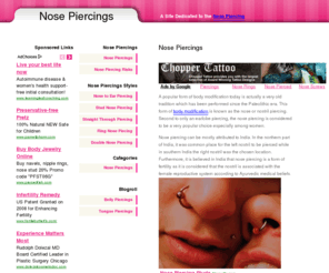 nose-piercings.net: Nose Piercings
Information about nose piercings, nose body piercings and different nose piercing styles