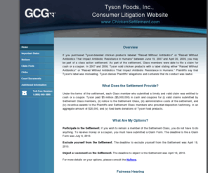 chickensettlement.info: Tyson Foods, Inc., Consumer Litigation Website
Tyson Foods, Inc., Chicken Raised Without Antibiotics Consumer Litigation Website