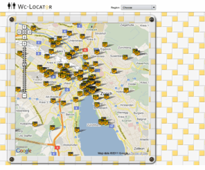 wc-locator.net: Wc-Locator
Find a decent toilet near you within seconds! C-Locator tracks public restrooms along with restaurant and bar toilets worldwide. Each toilet features a ranking on various factors ranging from hygiene to the availability of a changing table. Also, check out the fotos!