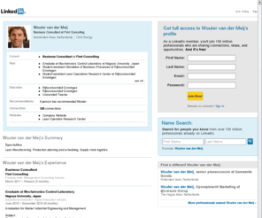 woutervdmeij.com: Wouter van der Meij  | LinkedIn
View Wouter van der Meij's professional profile on LinkedIn.  LinkedIn is the world's largest business network, helping professionals like Wouter van der Meij discover inside connections to recommended job candidates, industry experts, and business partners.