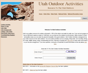 utahoutdooractivities.com: Explore The Utah Outdoors - Utah Outdoor Activities.Com
Resource to the Utah outdoors. Offering stories, photos, and reviews on the outdoor recreational opportunities available in Utah. Explore Utah hiking trails, Utah ATV trails, fishing, camping and much more.