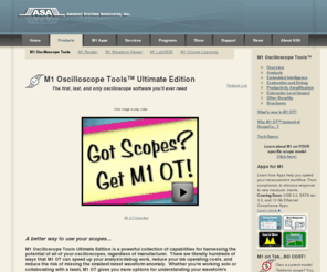 m1oscilloscopetools.com: M1 Oscilloscope Tools
Amherst Systems Associates  The Home of M1 Oscilloscope Tools, Software for analyzing, exploring, and debugging signal information from oscilloscopes