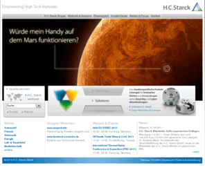 tantalum-recycling.com: H.C. Starck: Pulver und Bauteile aus Refraktärmetallen und Technischer Keramik
H.C. Starck: Pulver und Bauteile aus Refraktärmetallen und Technischer Keramik