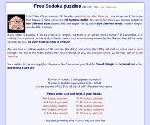 sudokuus.com: Freeware! Free Sudoku's and free Sudoku software
Free Sudoku