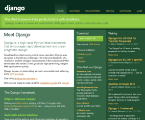 djangoproject.com: Django | The Web framework for perfectionists with deadlines
Django is a high-level Python Web framework that encourages rapid development and clean, pragmatic design.