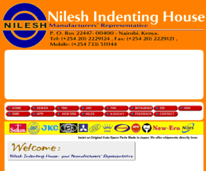 nilesh-indent.com: seiken,brake master cylinder,clutch master cylinder, wheel cylinder, wheel cylinder, repair kit, cup, boot, brake house, brake, 555, suspension parts, steering parts,ball joint, cross rod, centre link, drag link, tie rod end, idler arm, inner shaft kit, stabilizer link, stabilizer link, pitman arm, bell crank, rack end, bell crank, rack end, side rod assy, control arm assy, rack and pinion steering, tbk, oil pump, water pump, brake lining, brake lining, brake pad, wedge brake, drum brake, nkk, clutch disk, clutch cover, clutch plate, pressure plate, gmb, water pump, universal joint, water pump shaft,  steering joint, fan clutch, jkc, power steering oil pump, brake valve, glow plug, airmaster, booster assy, magnetic valve, npr, piston ring sets, cherry, gasket, newera, electrical parts, auto spare parts ant Nilesh-Indinting House
Nilesh Indenting House::We offer shipments directly from Japan on Indent Basis-INSIST ON  ORIGINAL Auto Spare Parts Made in Japan-INSIST ON ORIGINAL -  Seiken - TBK - JKC - 555 - NKK - GMB - NPR -NEWERA - CHERRY