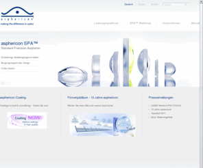 asphaere.org: asphericon GmbH - Hersteller von anspruchsvollen asphärischen Komponenten
asphericon - Technologieführer bei der CNC-Fertigung von anspruchsvollen asphärischen Komponenten.