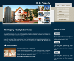 dholera-property.com: R.D. Property - Property in Dholera Sir, Property in Palitana, Property in Bhavnagar
R. D. Property deals in all types of Commercial as well as Residential properties for the the purpose of sale, purchase or rental.