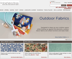 onlinefabricstore.net: Online Fabric Store: Discount Fabric - Drapery Fabric, Upholstery Fabric, Apparel Fabric & More!
Never pay retail again! Click for Super Savings on Drapery Fabric, Apparel Fabric, & all the Discount Fabric you love!