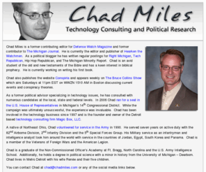 chadmiles.com: Chad Miles
Chad Miles is a political analayst and technology consultant.