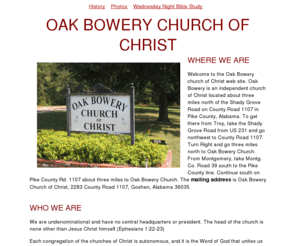 oakbowery.net: Welcome To Oak Bowery Church of Christ
Oak Bowery Church of Christ information page