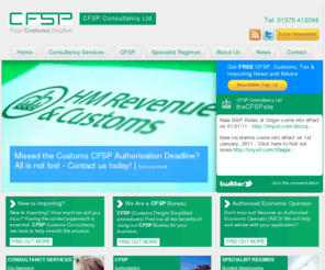 thecfspsite.com: CFSP Consultancy Ltd | Your Customs Solution
CFSP (Customs Freight Simplified Procedure) Consultancy Ltd specialises in providing a CFSP computer bureau declaration service and general Customs import/export Tax/duty advice and consultancy.