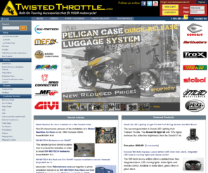 shad-motorcases.com: TwistedThrottle.com
Twisted Throttle LLC. - Sport and Adventure Touring Equipment - North American importer and distributor for SW-Motech, MRA Windscreens, Bags-Connection Electric Tankbags, Barkbusters Hand Guards, Kaoko Throttle Locks, Denali LED headlights, Micatech luggage, Techmounts, dealer for GIVI USA, Gerbing Heated Clothing, and more! We offer the best selection of motorcycle hard luggage, windscreens, centerstands, and crashbars for metric bikes on the Internet!