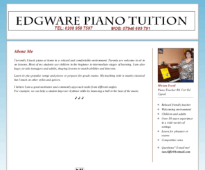 edgwarepianotuition.com: Miriam David - Leading piano tuition in Edgware  ::  Friendly teacher
Piano Lessons for teaching Adults & Children in Edgware