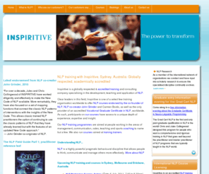 inspiritive.com.au: NLP training with Inspiritive, Sydney, Australia: Globally 
respected, academically accredited.
An NLP resource site with interviews, articles, nationally accredited training, and the latest news on Neuro-Linguistic Programming (NLP).