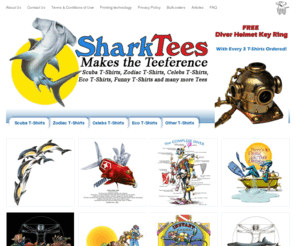 sharktees.com: Scuba t shirts, scuba diving merchandise, celebs t-shirts, zodiac t shirts, humor t-shirts, Sharktees
Sharktees offers a unique collection T-Shirts with scuba diving designs, celebs caricatures, zodiac signs, humor, and many more as never seen anywhere else. Sharktees Scuba t shirts are well known all over the world. 