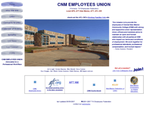 tviemployees.org: CNM Employees Union (formerly TVI Employees Federation)
Information from local AFT affiliate at Albuquerque TVI Community College