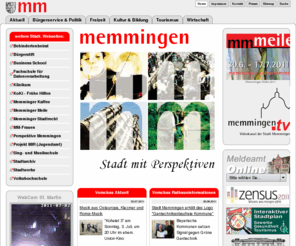 stadt-memmingen.mobi: Stadt Memmingen: Home
Offizielle Internetseite der Stadt Memmingen: Aktuelles, Freizeitgestaltung, Kultur, Tourismus, Verwaltung und Wirtschaft in und um Memmingen
