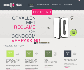 condommessage.com: Condoomverpakking - Reclame of boodschap op condoom | Home
Rubbermessage - Bestel hier uw condoom met reclameboodschap. Leuk, ludiek, snel en betaalbaar.