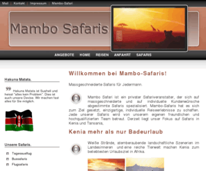 mambo-safaris.com: Mambos-Safaris / Safaritipps für Kenia-Reisen / Diani Beach
Safaris in Kenia - Safari-Veranstalter, preisgünstig und vielseitige Kenia-Safari Angebote und interessante Tipps für Rundreisen