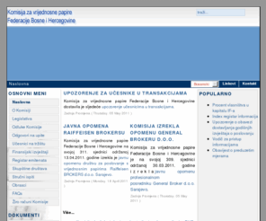 komvp.gov.ba: Komisija za vrijednosne papire Federacije Bosne i Hercegovine
