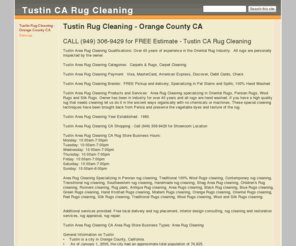 tustinrugcleaning.com: Tustin CA Rug Cleaning
Tustin Rug Cleaning specializes in cleaning Area Rugs, Persian Rugs, Oriental Rugs, Silk Rugs, Antique Rugs and Wool Rugs.  The Showroom is located in Tustin, Orange County CA.