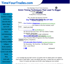 timeyourtrades.com: Timing The Emini SP 500
Timing is everything when trading the emini sp. Day trading strategies to extact profits from the sp 500 futures market.