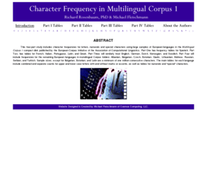 characterfrequency.com: Character Frequency in Multilingual Corpus - Richard Rosenbaum, PhD and Michael Fleischmann
FW MX 2004 DW MX 2004 HTML