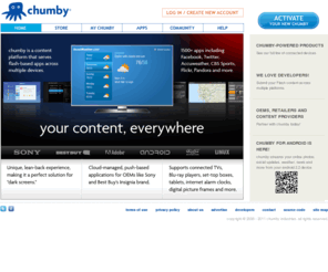 chumby.org: chumby
The chumby is a compact wi-fi device that displays useful and entertaining information from the web. It can also be used as an Internet radio player, digital picture frame and alarm clock.