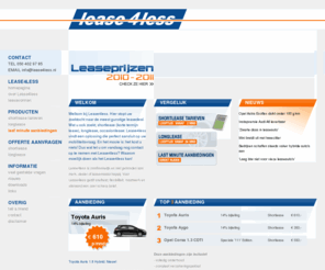 lenance.com: Lease4less, de specialist in shortlease, occasionlease en operational lease
Lease4less biedt een totaalpakket aan autolease oplossingen shortlease, occasionlease en operational lease.