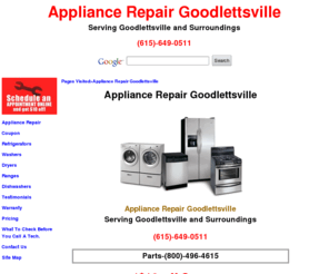 appliancerepairgoodlettsville.com: Appliance Repair Goodlettsville | Refrigerators, Washers, Dryers, Dishwashers, Stoves, Ovens
Appliance Repair Goodlettsville - we fix most brands of appliances. Great service, Low prices, Same Day service, Small appointment windows.