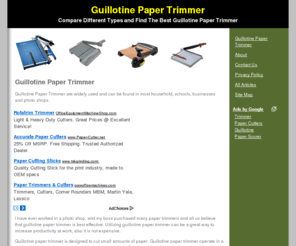 guillotinepapertrimmer.com: Guillotine Paper Trimmer
Guillotine paper trimmer - It's a pretty useful tool for paper cutting! See how we compare different types of guillotine paper trimmer.