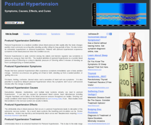 posturalhypertension.com: Postural Hypertension
Learn about Postural Hypertension symptoms, causes, effects, and cures from the only website dedicated solely to Postural Hypertension.