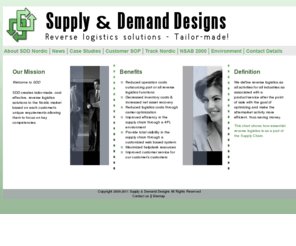 sddnordic.com: Supply & Demand Designs Nordic - Reverse Logistics Solutions
SDD Nordic is a 4PL that offers tailor-made reverse logistics solutions.