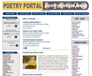 poetry-portal.com: inspirational poetry: a guide to internet resources
Poetry to inspire you: a guide to internet resources for the study and writing of poetry.
