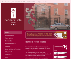 bennershoteltralee.com: Hotels Tralee | Tralee Hotel Kerry | Benners Hotel Tralee
Benners Hotel Tralee, located in the heart of Tralee Town, County Kerry. A modern and stylish Tralee Hotel comprising 45 Guest room accommodation and the famous Benners Nightclub