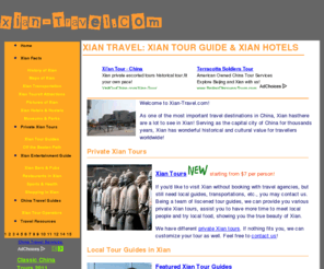 xian-travel.com: Xian Travel: Guide to Hotels, Maps, Tourist Attraction, Tour Info on Xian China
Xian travel guide with information on Xian hotels, Xian tourist attractions, Xian maps, Xian weather and other tour information on the ancient city in China.