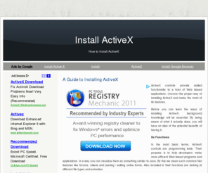 installactivex.net: Install ActiveX
What are ActiveX controls, functions and components and how to install and use it.