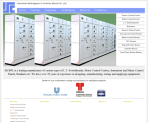 iscbpl.com: Switch Gears and Controls | iscbpl
Manufacturers of Switchboards, Power Control Centres, Motor Control Centres, Instrument and Mimic Control Panels, Busducts